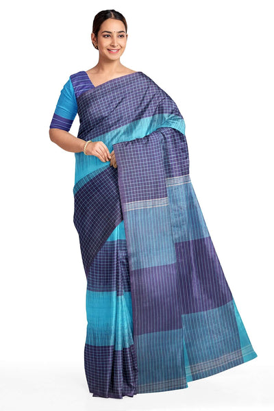 Handwoven ikat  cotton saree in blue