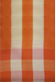 Handwoven ikat  cotton saree in orange