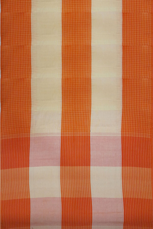 Handwoven ikat  cotton saree in orange