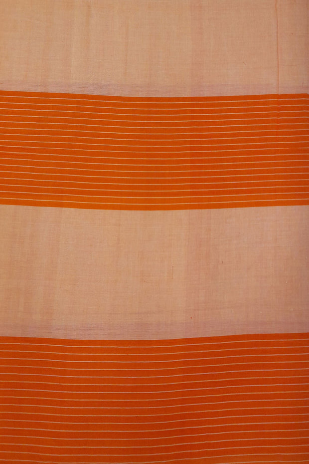 Handwoven ikat  cotton saree in orange