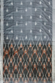 Ikat linen cotton saree in grey & black