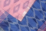 Ikat linen cotton saree in pink & blue