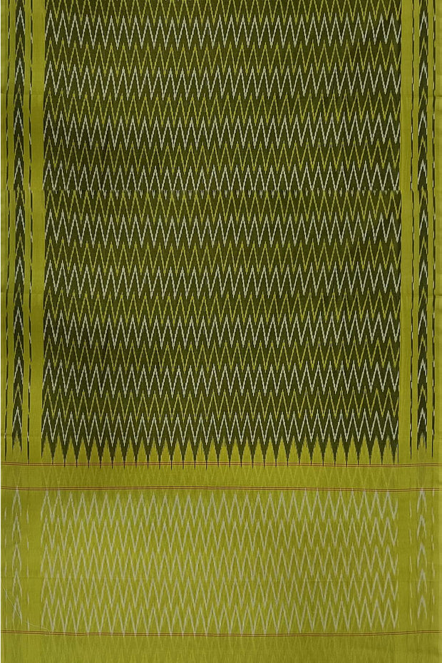 Ikat pure cotton saree in mehndi green
