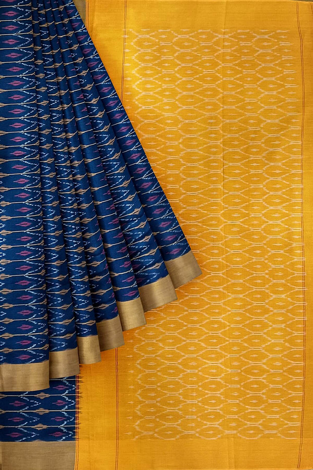 Ikat pure cotton saree in navy blue