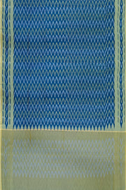 Ikat pure cotton saree in prussian blue in zig zag pattern
