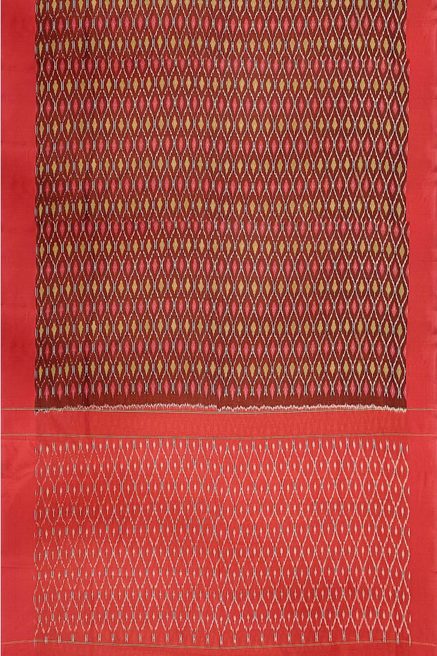Ikat pure cotton saree in maroon