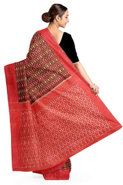 Ikat pure cotton saree in maroon