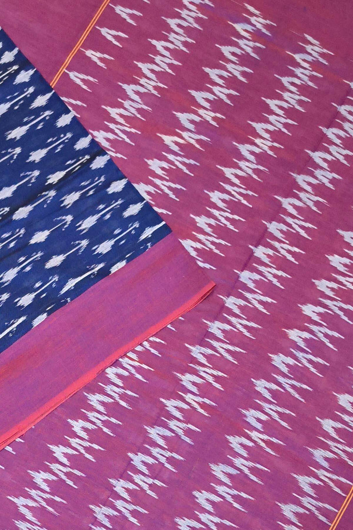 Ikkat pure cotton saree in navy blue
