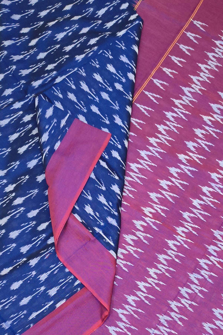 Ikkat pure cotton saree in navy blue