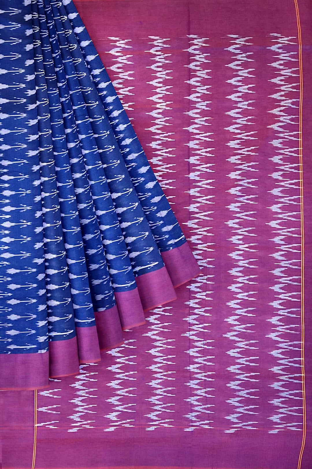 Ikkat pure cotton saree in navy blue