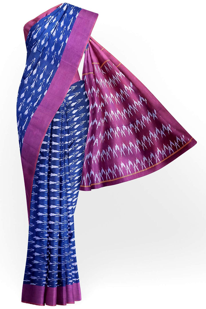 Ikkat pure cotton saree in navy blue