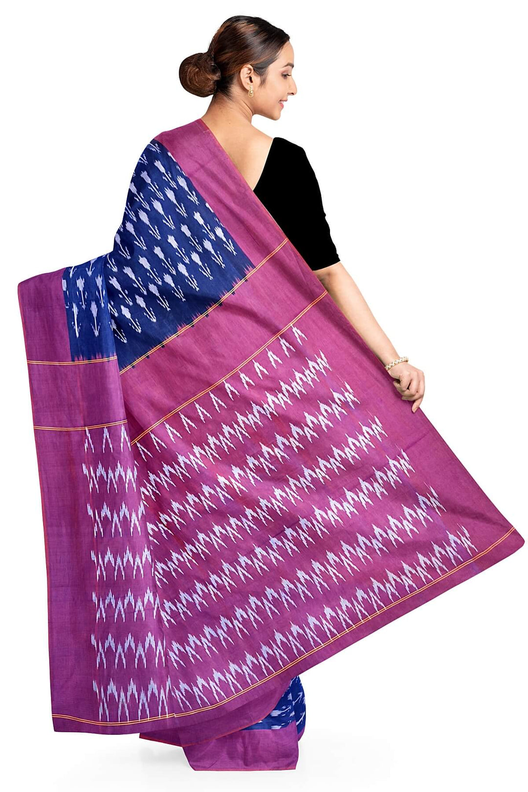 Ikkat pure cotton saree in navy blue