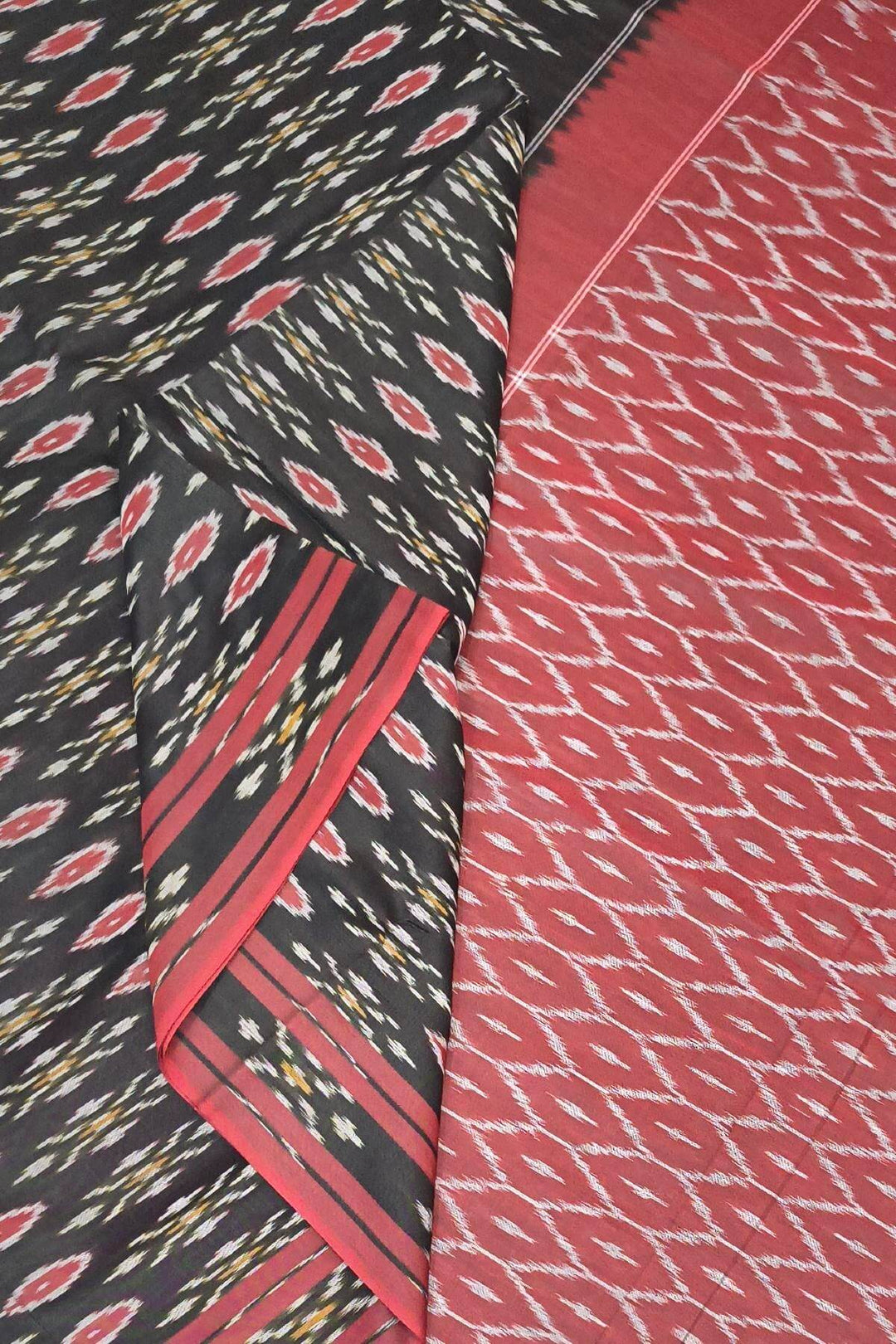 Ikkat pure cotton saree in black