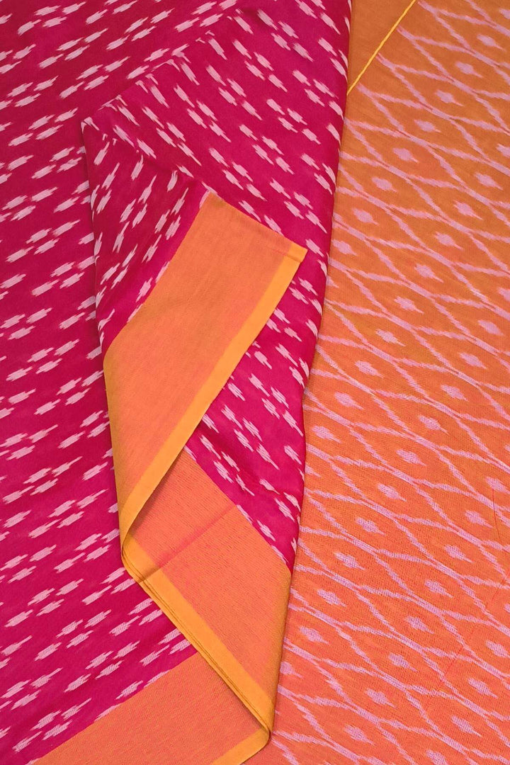 Ikkat pure cotton saree in pink
