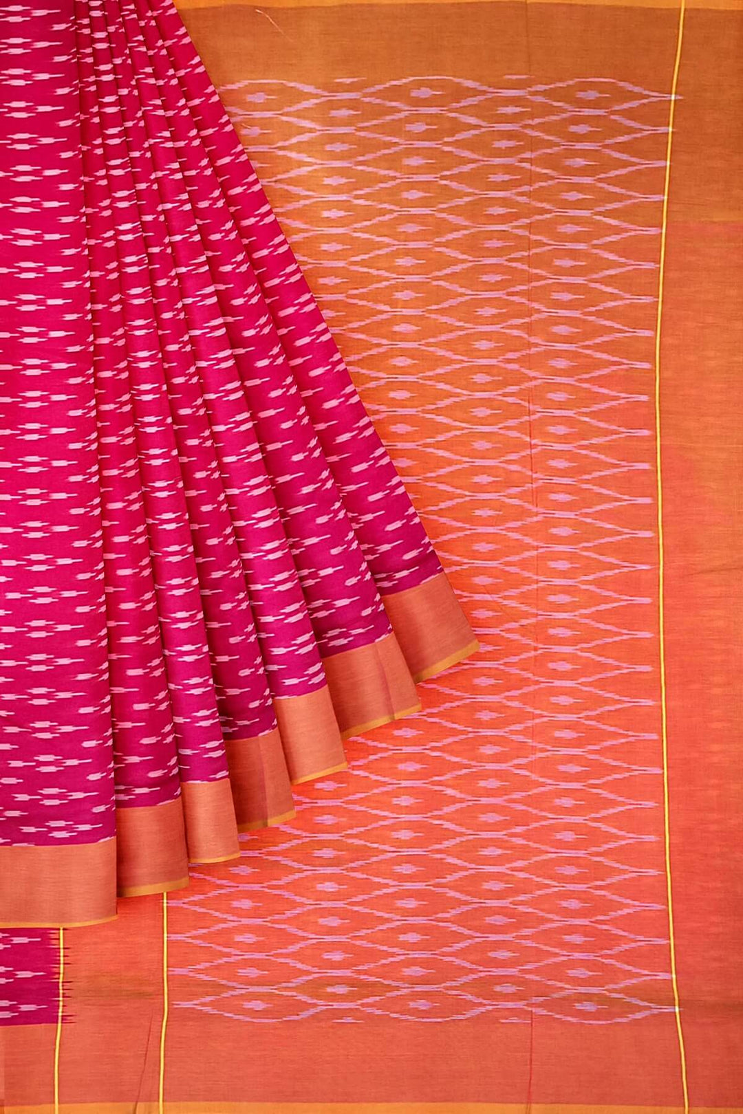 Ikkat pure cotton saree in pink