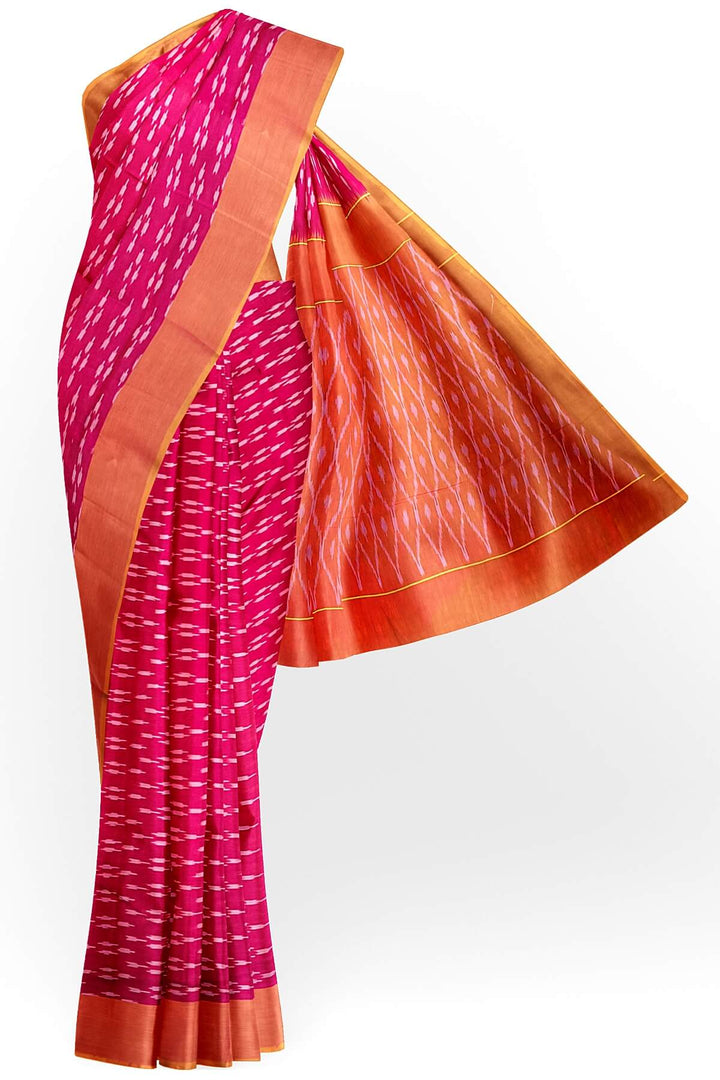 Ikkat pure cotton saree in pink