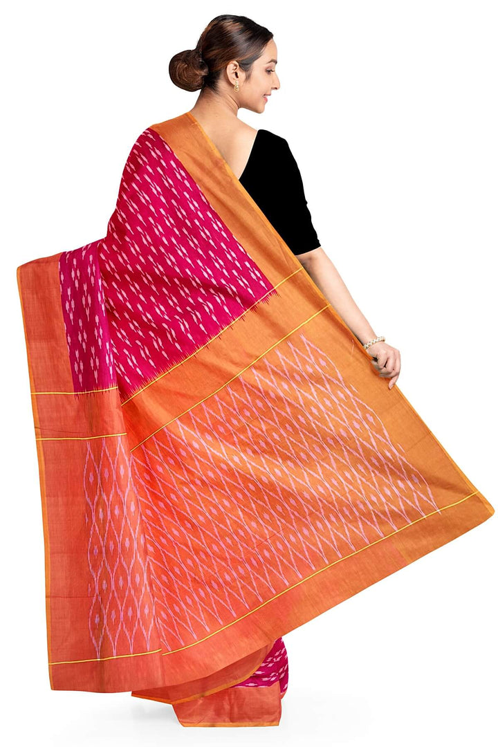 Ikkat pure cotton saree in pink