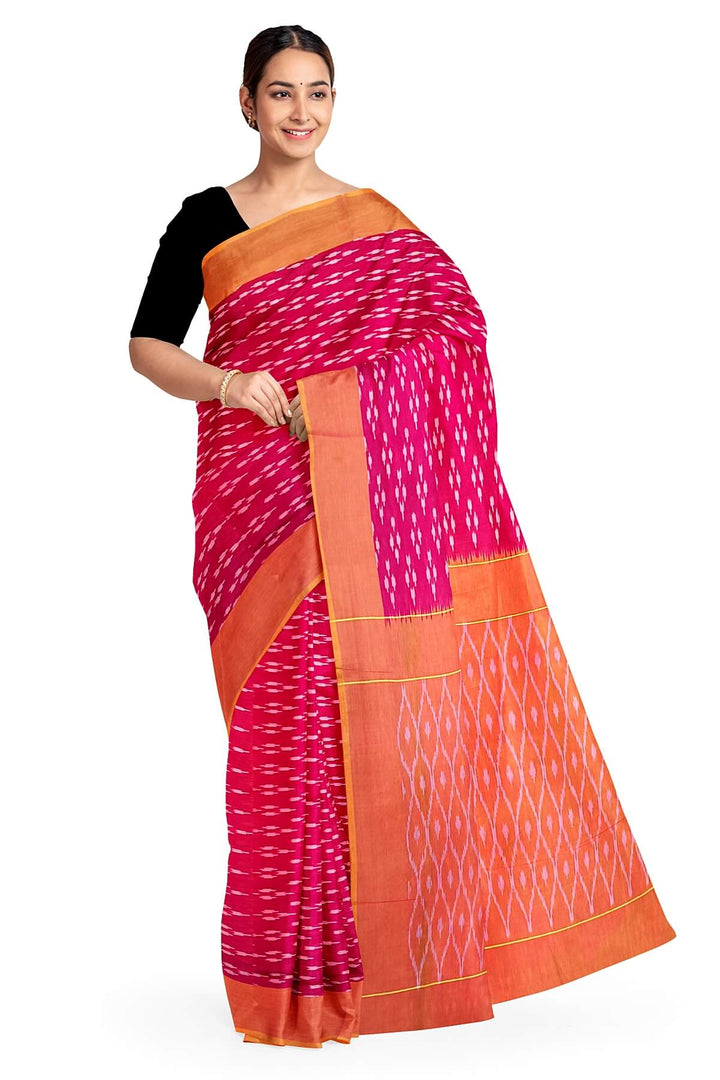 Ikkat pure cotton saree in pink