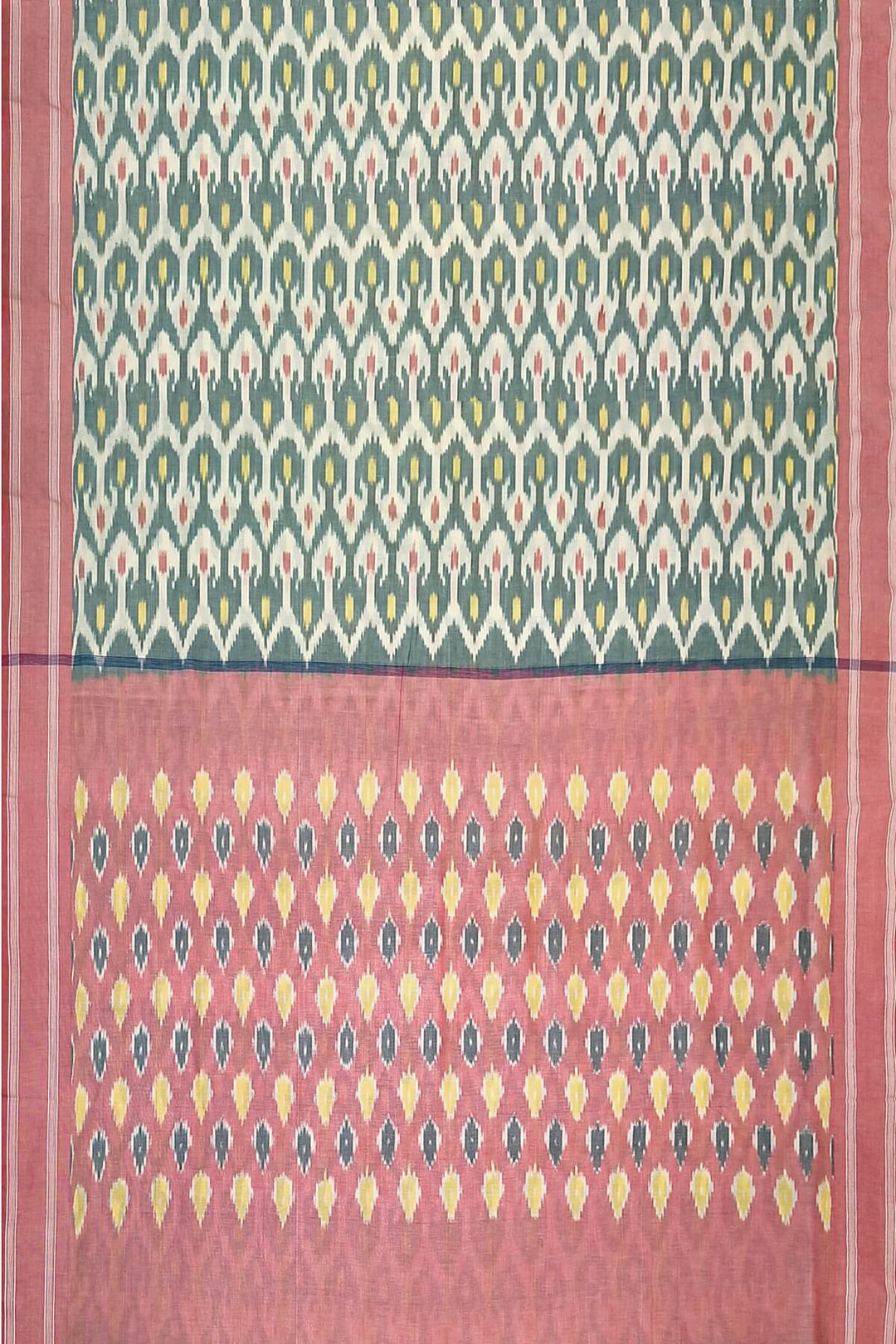 Ikkat pure cotton saree in  bluish grey