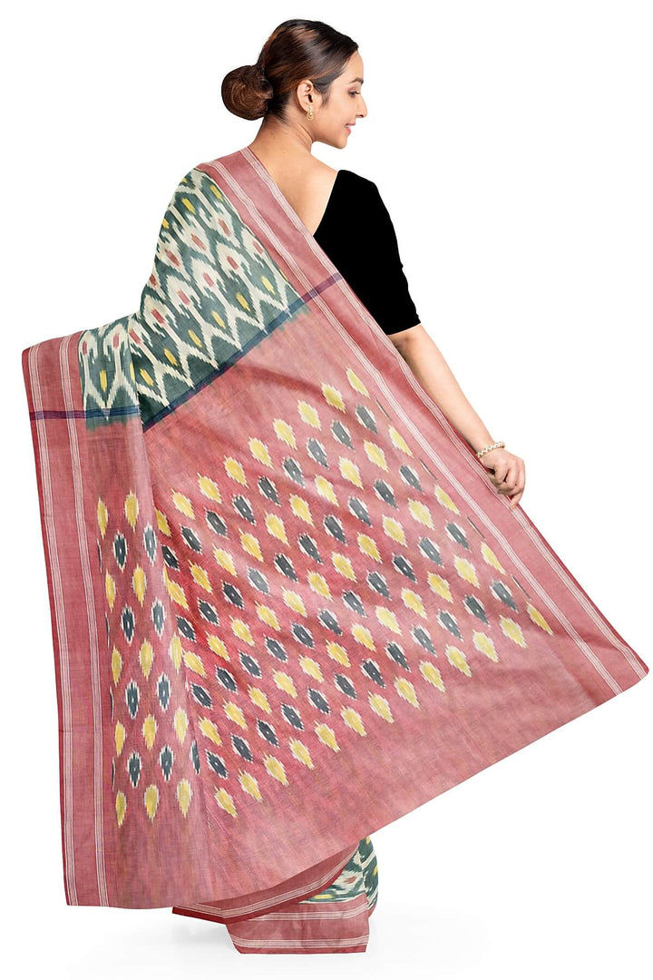 Ikkat pure cotton saree in  bluish grey