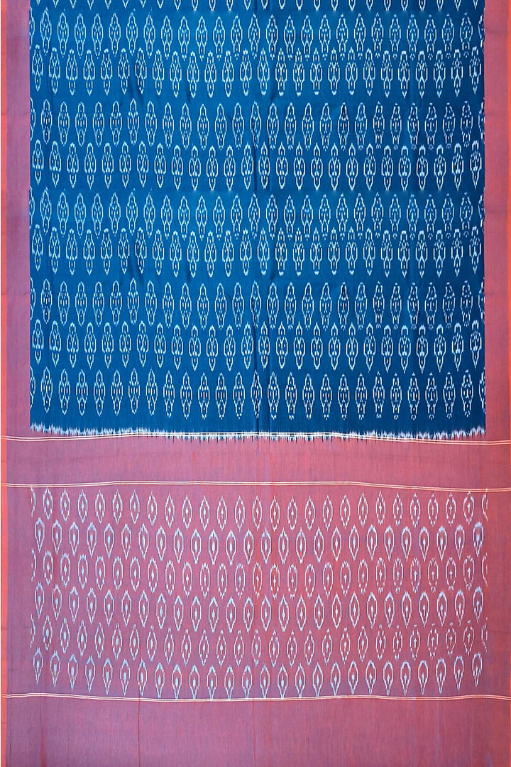 Ikkat pure cotton saree in peacock blue