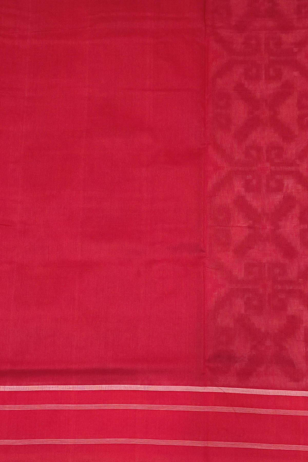 Hand woven double ikkat telia pure cotton saree in off white