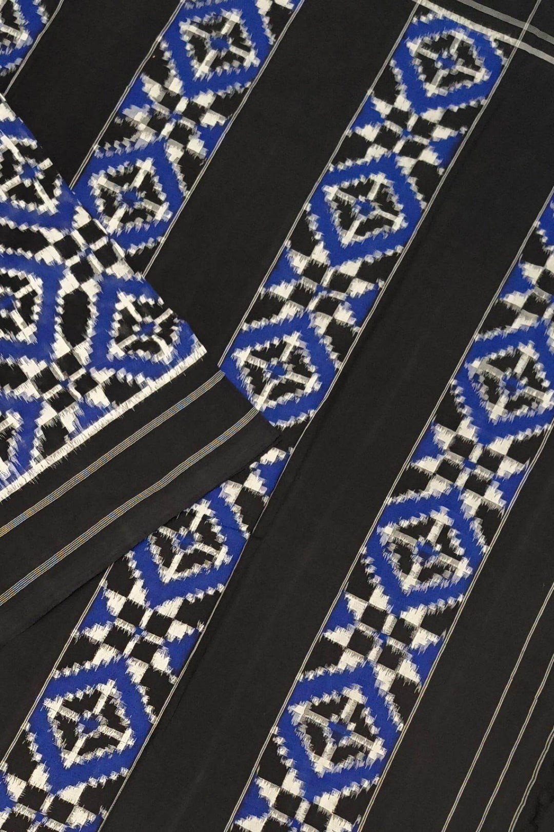 Handwoven double ikkat telia  pure cotton saree in blue