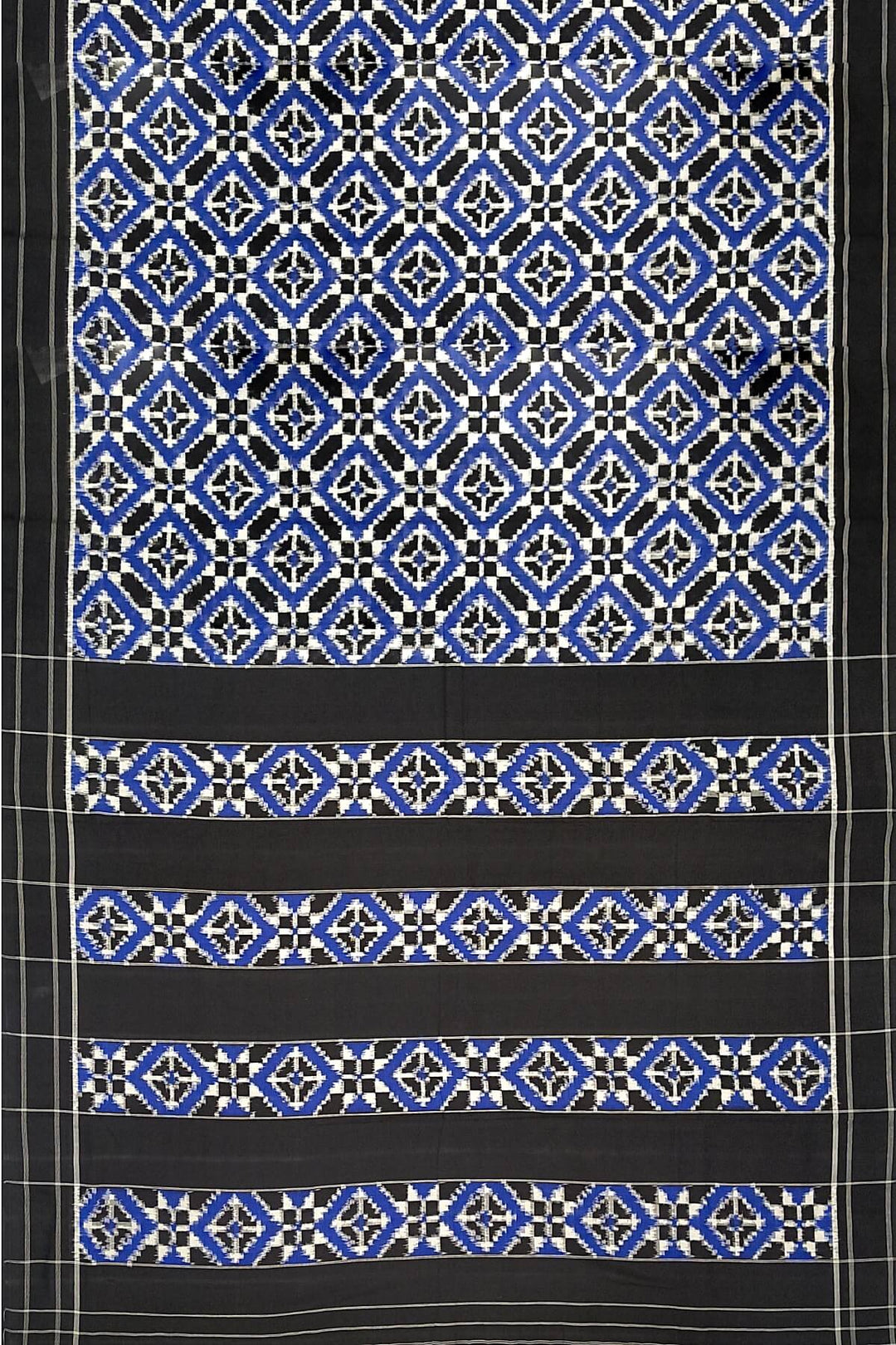 Handwoven double ikkat telia  pure cotton saree in blue
