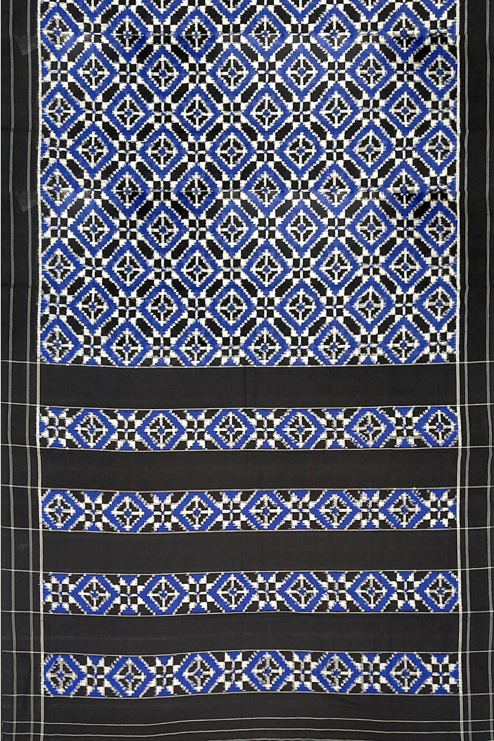 Handwoven double ikkat telia  pure cotton saree in blue