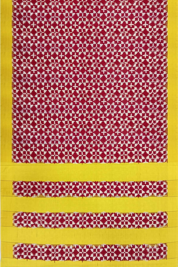 Handloom double Ikkat telia pure cotton saree