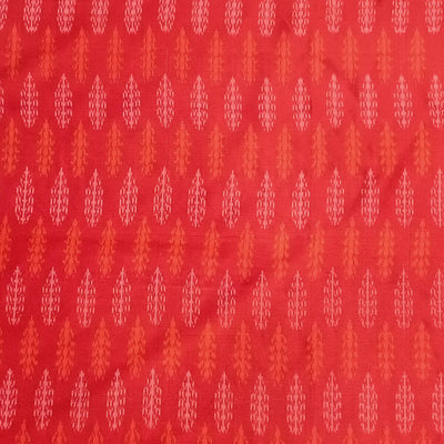 Handwoven Ikat pure silk fabric in reddish orange