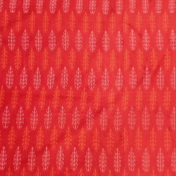 Handwoven Ikat pure silk fabric in reddish orange