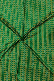 Handwoven Ikat pure silk fabric in green & mustard