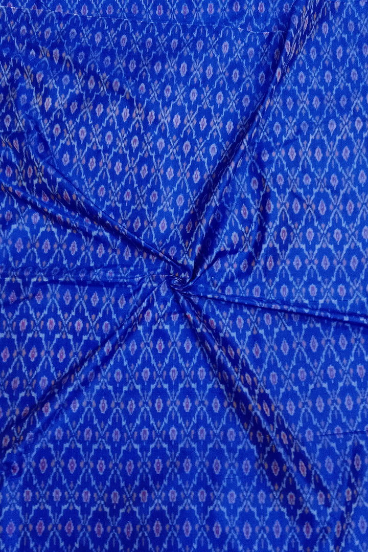 Handwoven Ikat pure silk fabric in blue