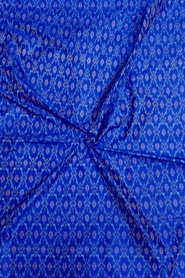 Handwoven Ikat pure silk fabric in blue