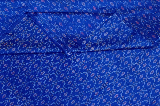 Handwoven Ikat pure silk fabric in blue