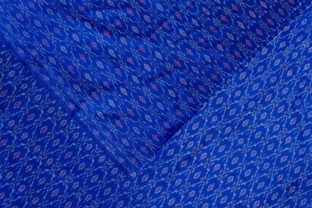 Handwoven Ikat pure silk fabric in blue