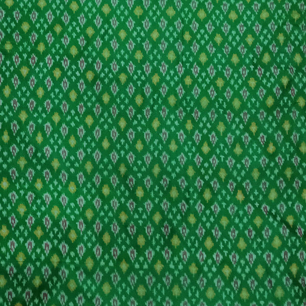 Handwoven Ikat pure silk fabric in green