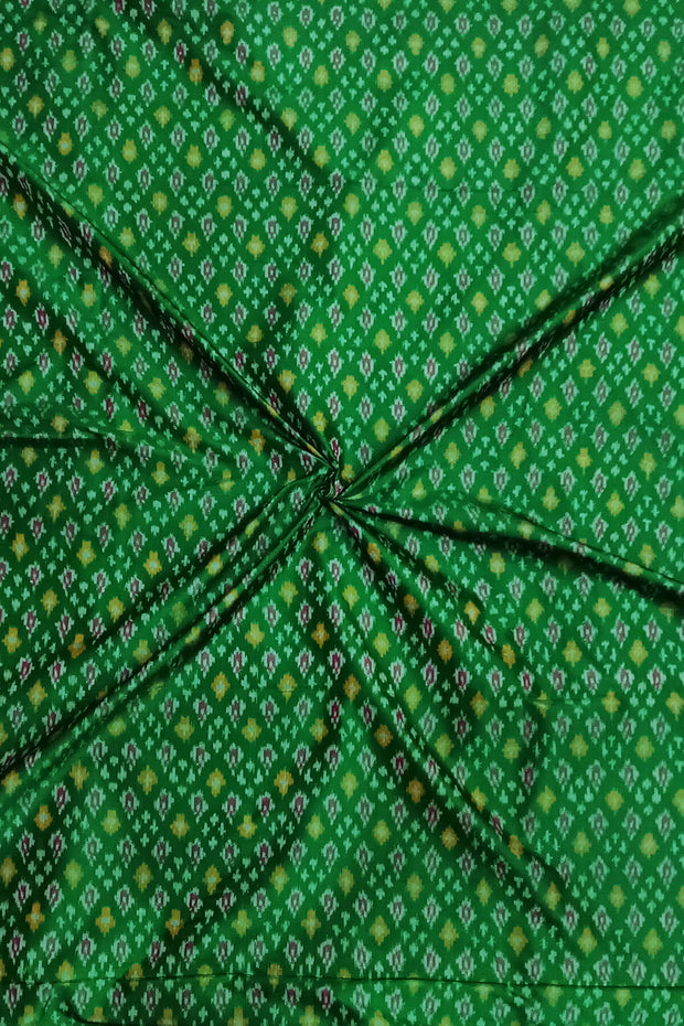 Handwoven Ikat pure silk fabric in green