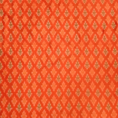 Handwoven Ikat pure silk fabric in orange