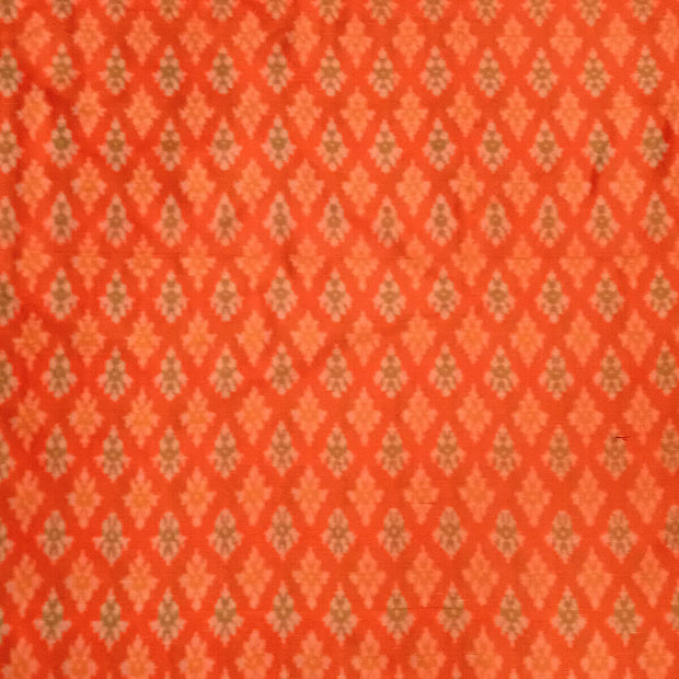 Handwoven Ikat pure silk fabric in orange