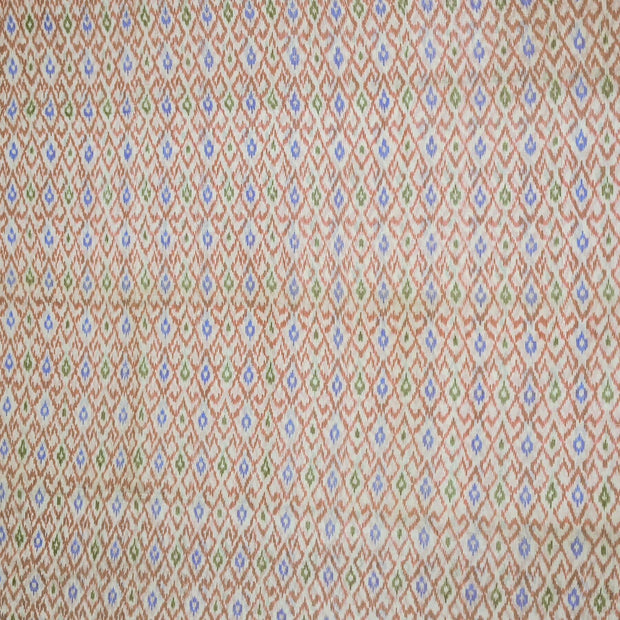 Handwoven Ikat pure silk fabric in diamond pattern in off white