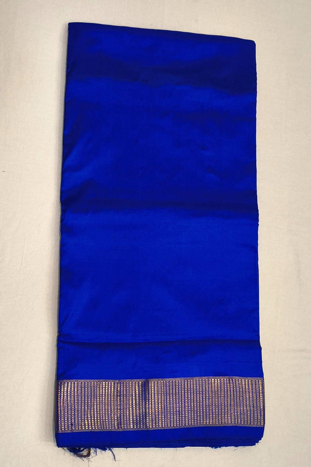 Kanchi pure silk saree in  blue  ( 9 yards)