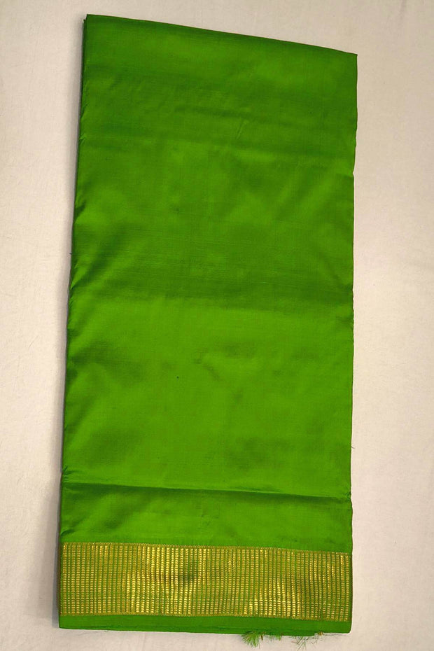 Kanchi pure silk saree in green  ( 9 yards)