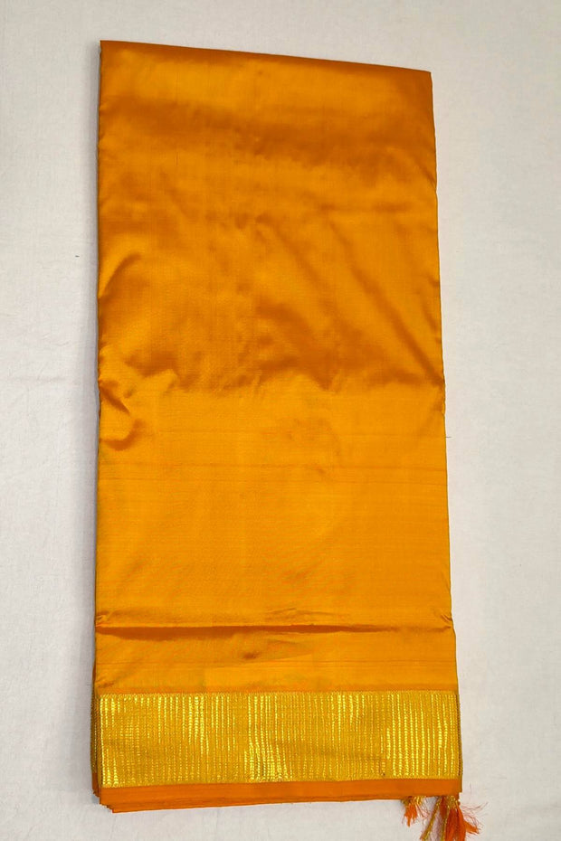 Kanchi pure silk saree in mustard  ( 9 yards)