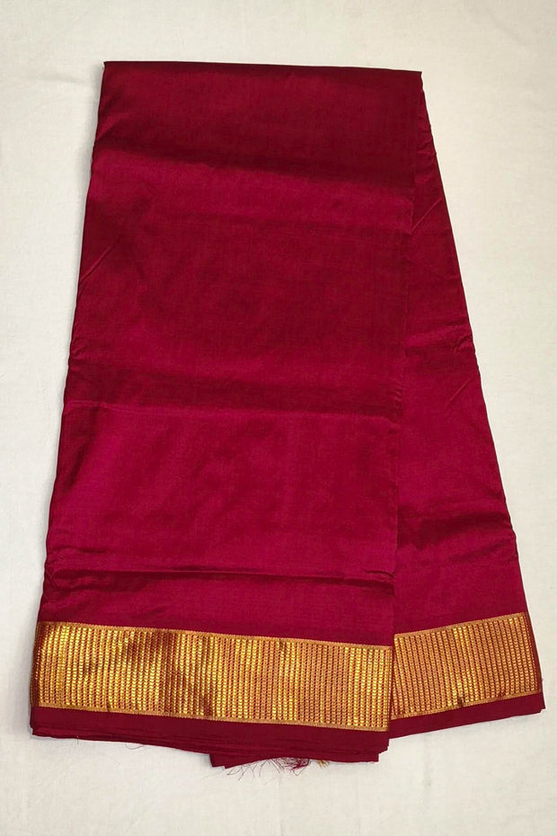 Kanchi pure silk saree in maroon  ( 9 yards)