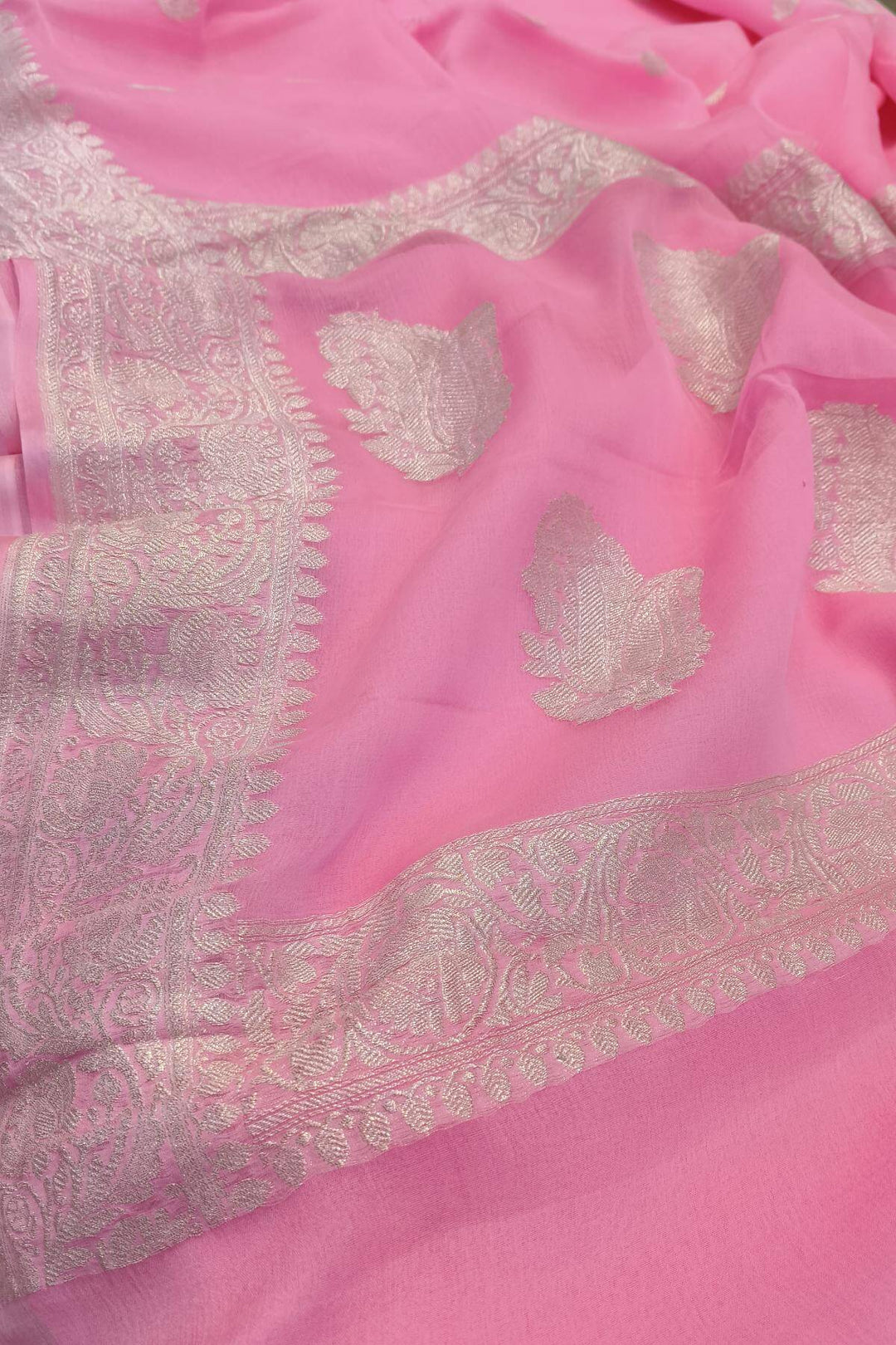 Banarasi silk chiffon saree in pink