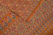 Jaipur mul cotton saree in mustard  in ajrakh pattern.