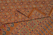 Jaipur mul cotton saree in mustard  in ajrakh pattern.