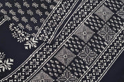 Jaipur mul cotton saree in black in floral pattern.